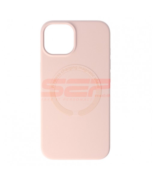 Husa iPhone 15, Silicon MagCover, Roz